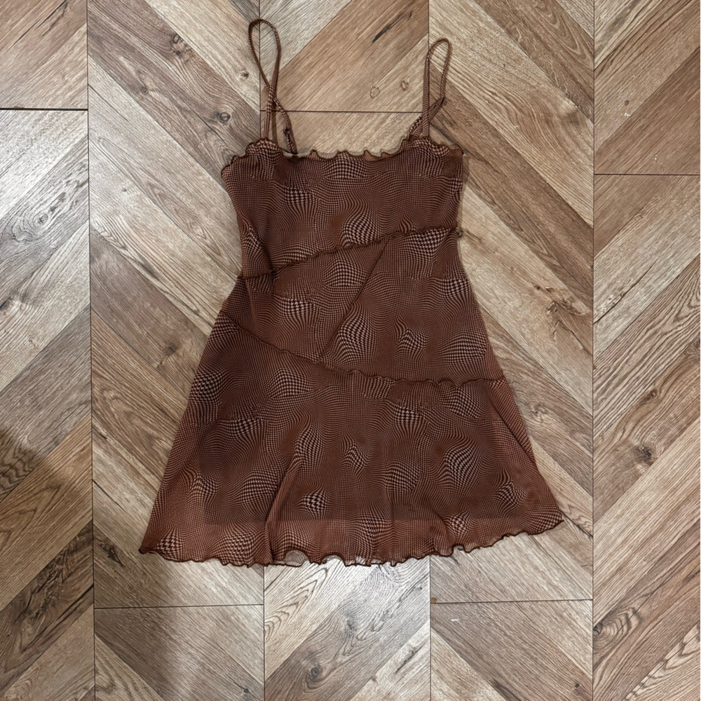 Urban Outfitters mini brown checkered dress